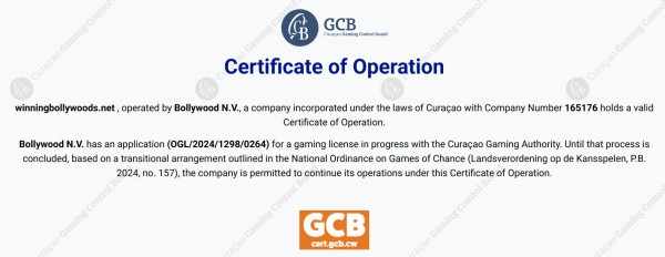 лицензия БОЛЛИВУД КАЗИНО